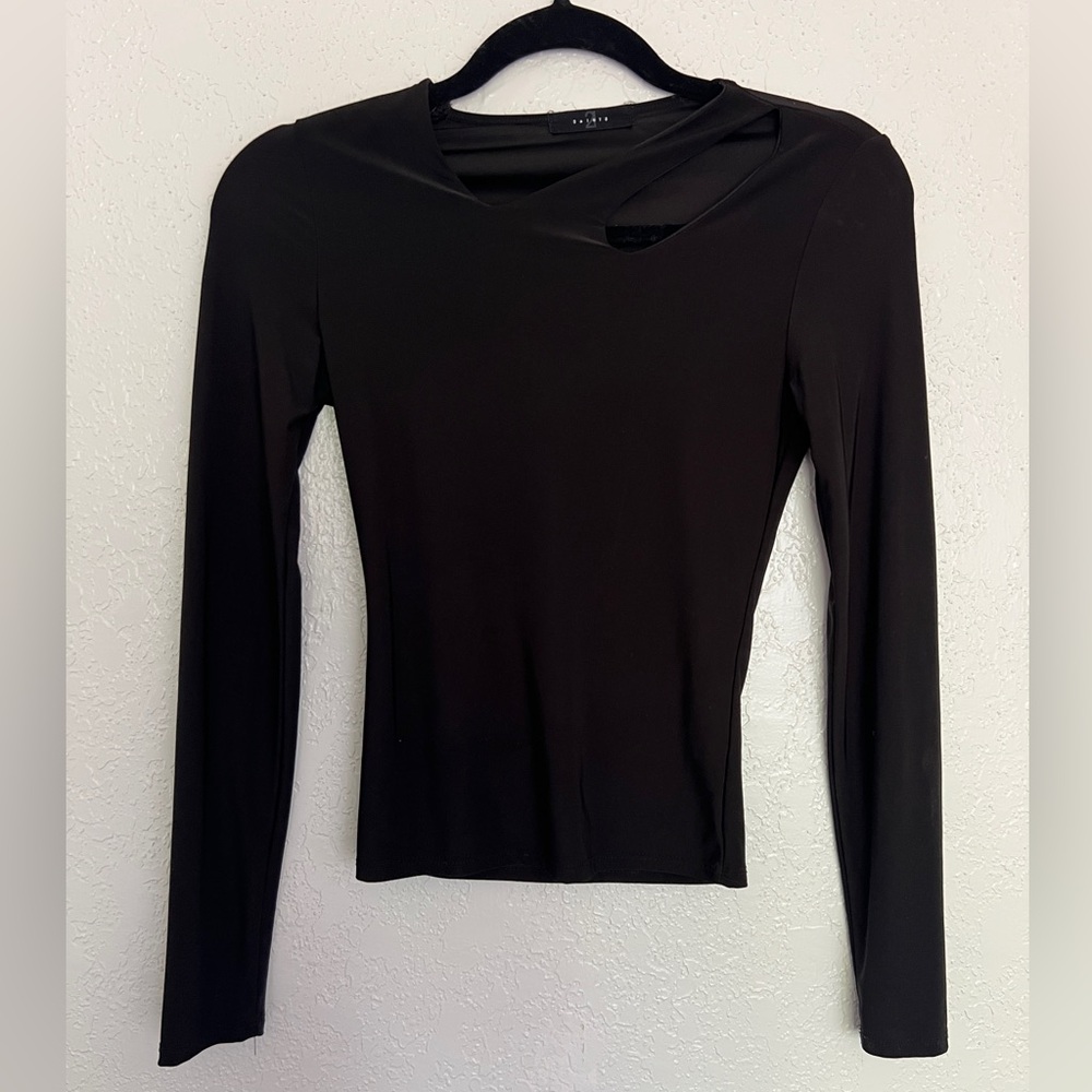 SAINTS Black Cutout Long Sleeve Top Double Lined Snatched Fit
